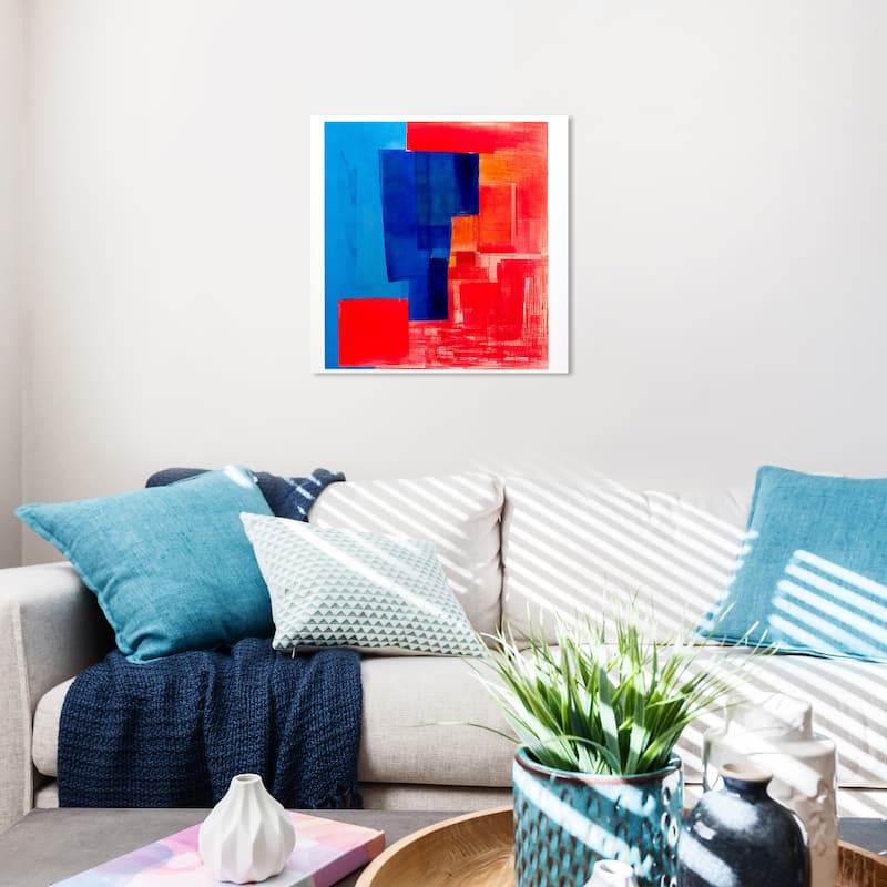 Wynwood Studio Abstract Hot and Cold Abstract Blue and Modern & Contemporary Wall Art Canvas Print - 20 x 20