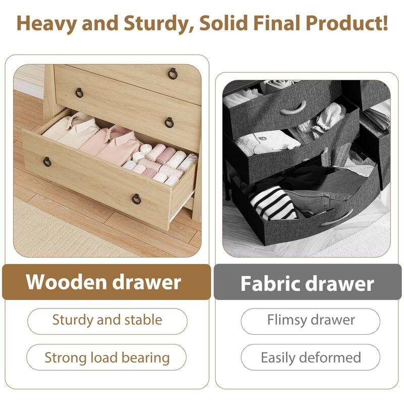 3/6/7 Drawer Dresser - Boho Dresser with Curved Legs, Freestanding Storage Chest Organizer
