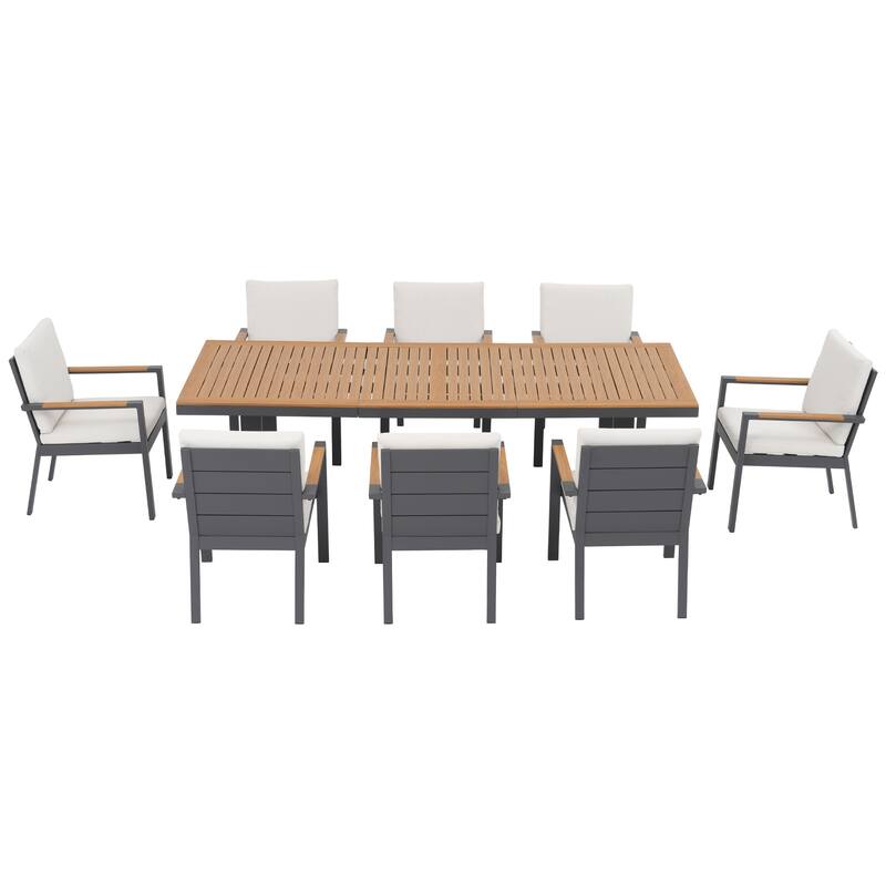 9-Piece Modern Aluminum Outdoor Dining Set with 8 Patio Dining Chairs