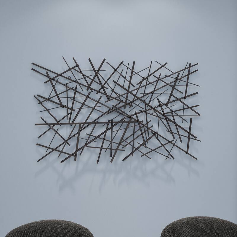 Metal Geometric Overlapping Lines Home Wall Decor - Dark Gray - Roche River Decor