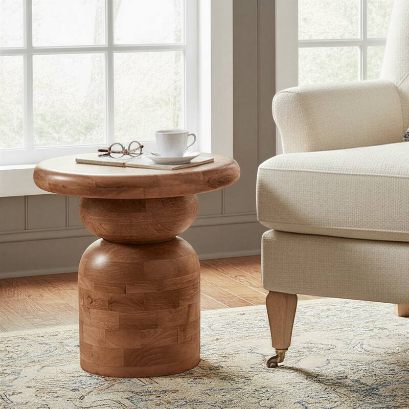 Side Table - Walnut Finish - 18.0"L x 18.0"W x 18.0"H