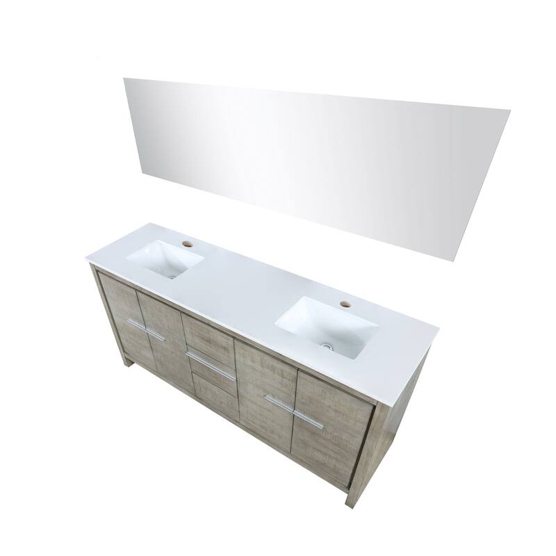 Lafarre 36 in W x 20 in D Rustic Acacia Bath Vanity, White Quartz Top and 28 in Mirror