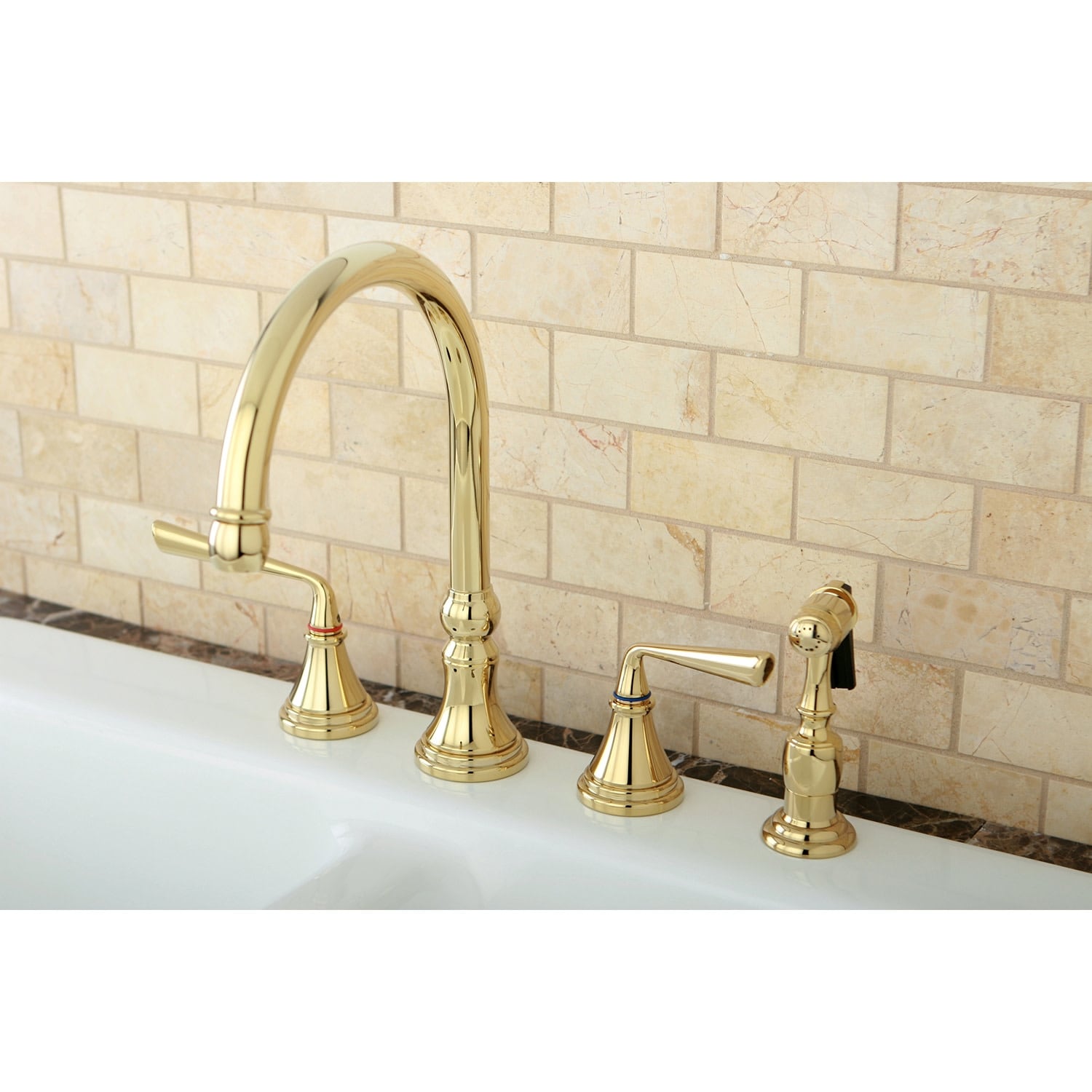Kingston Brass Silver Sage Widespread Kitchen Faucet