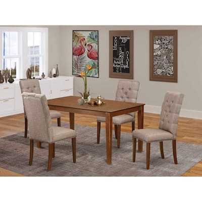HomeStock 5-Pc Mahogany Finish Solid Wood Top - Rectangular Dining Room Set - Seats 4