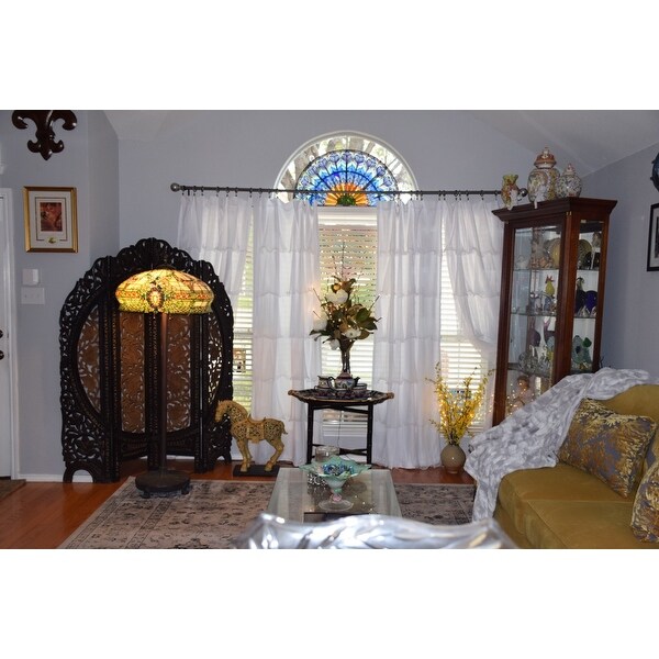Top Product Reviews For Chloe Peacock Design Half Round Stained Glass Window Panel 8873465 Overstock