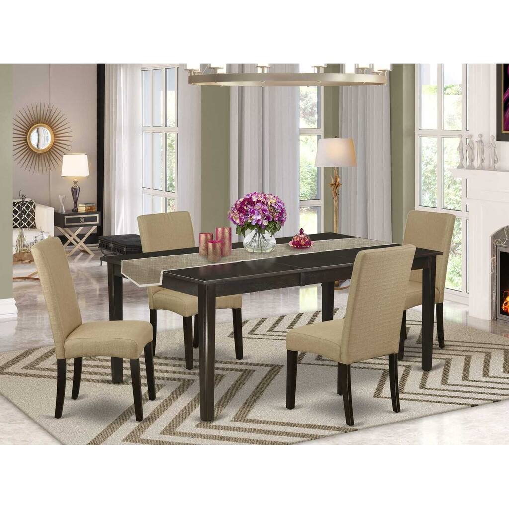 HomeStock 5-Pc Cappuccino Solid Wood Top-Dining Room Set with Butterfly Leaf-Seats 4