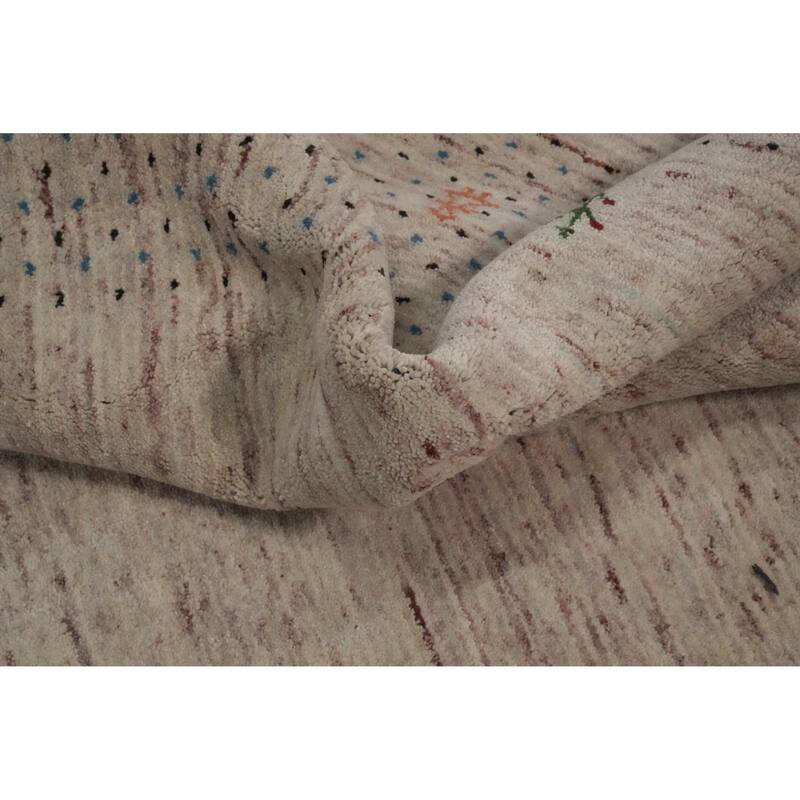 Hand Knotted Oriental 100% Wool Carpet Tribal Animal Pictorial Beige & Ivories Gabbeh Area Rug - 11' 5'' X 9' 0''