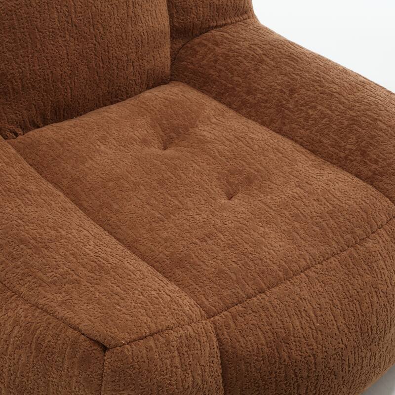 Fluffy Bean Bag Chair with Memory Foam and Ottoman, Super Soft Velvet Bean Bag for Adults & Kids, Comfortable Lazy Sofa