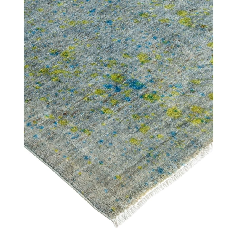Overton Hand Knotted Wool Vintage Inspired Modern Contemporary Overdyed Gray Square Area Rug - 9' 0" x 9' 4"