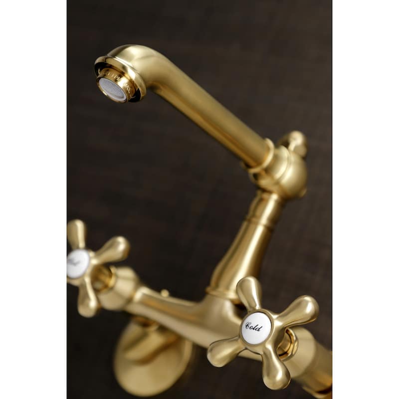 Kingston Brass English Country 6 in. Adjustable Center Wall Mount Kitchen Faucet