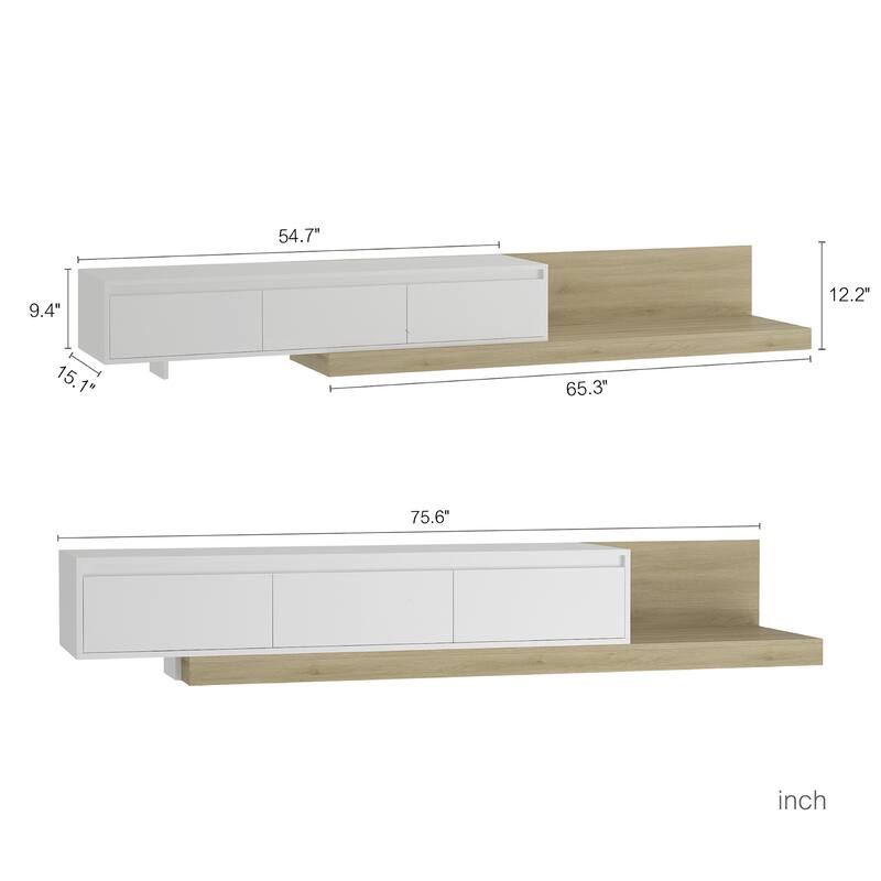 Modern TV Stand with LED Lights, Entertainment Center Wooden TV Stand, TV Stand Desk Media Cabinet with Storage