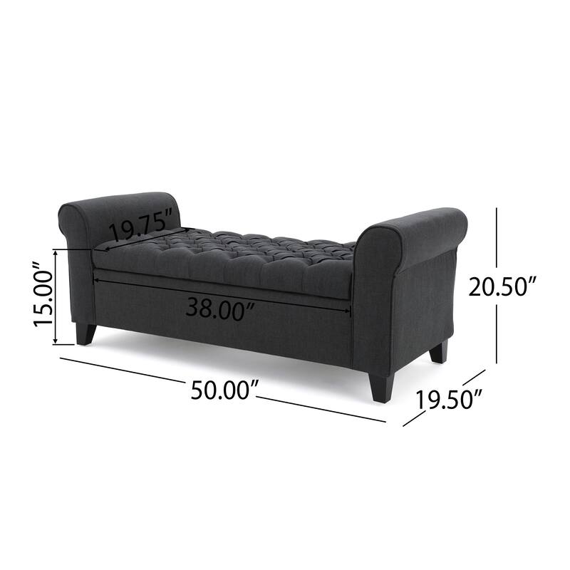 Christopher Knight Home Keiko Contemporary Rolled Arm Fabric Storage Ottoman Bench - 50.00" L x 19.50" W x 20.50" H