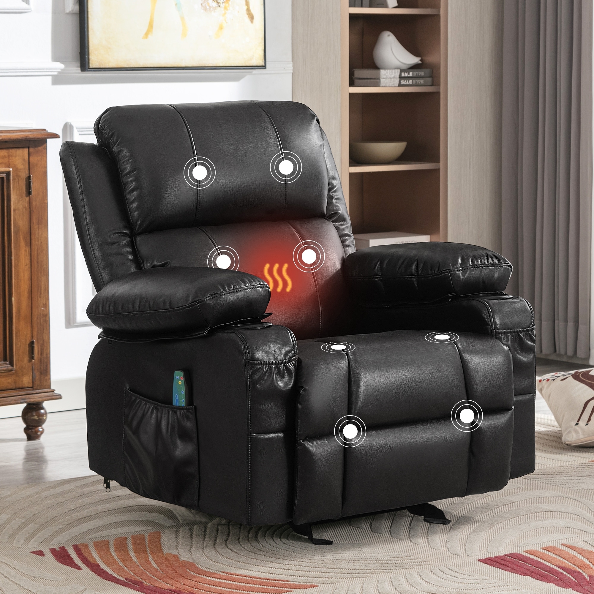 Oversized Massage Recliner Chair Rocking Chairs w/Heating USB