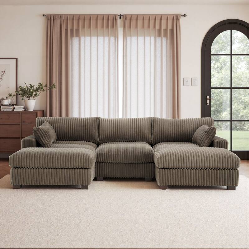 Modren Plush Oversized Modular Sectional Sofa Set with Chaise&Ottoman.