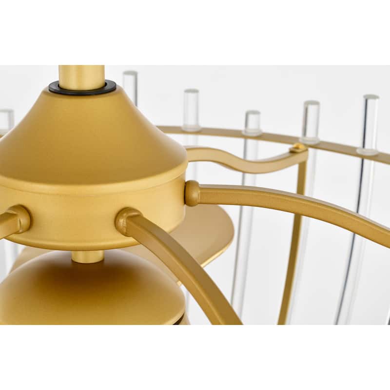Anita 25-inch Matte Gold 6 Lights 3 Blades Lighted Ceiling Fan with Remote