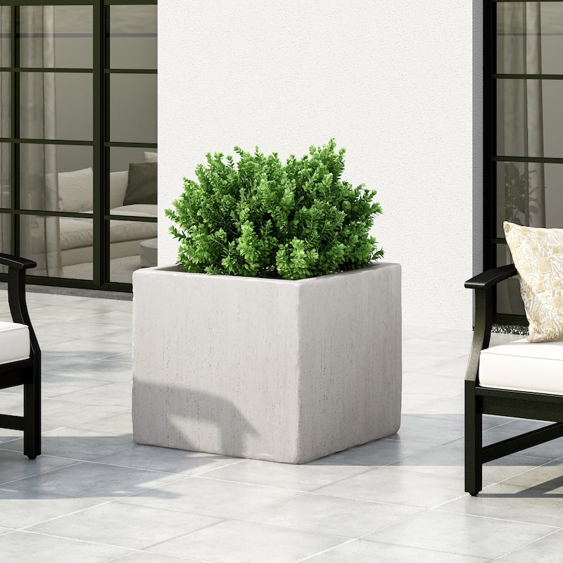 Ella Outdoor Cast Stone Square Planter by Christopher Knight Home - 21.50" W x 21.50" D x 18.75" H - White