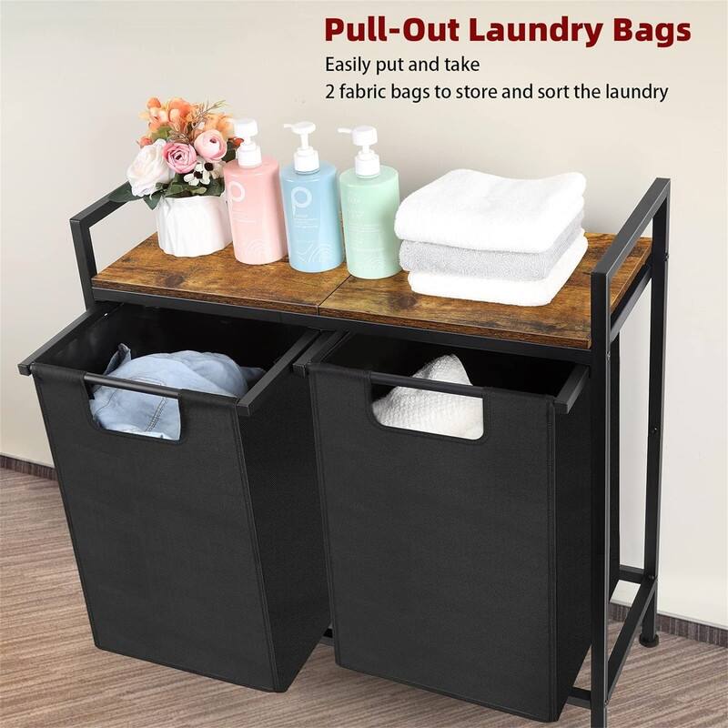 Laundry Hamper 2 Section - 28.5"L x 11.8"W x 29.3"H