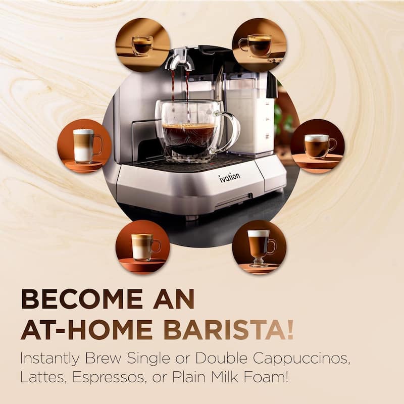 Ivation Espresso Cappuccino Latte Machine w/ Frother & 58mm Portafilter - Grey