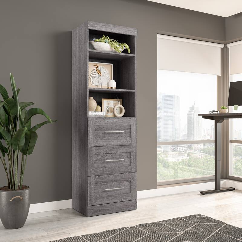 Pur 25W Closet Organizer with Drawers by Bestar - Bark Grey