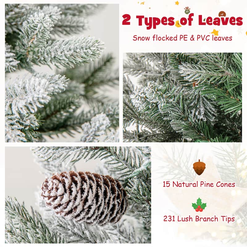 Gymax 4 FT Artificial Xmas Tree Flocked Christmas Tree w/ 231 PE PVC - See Details