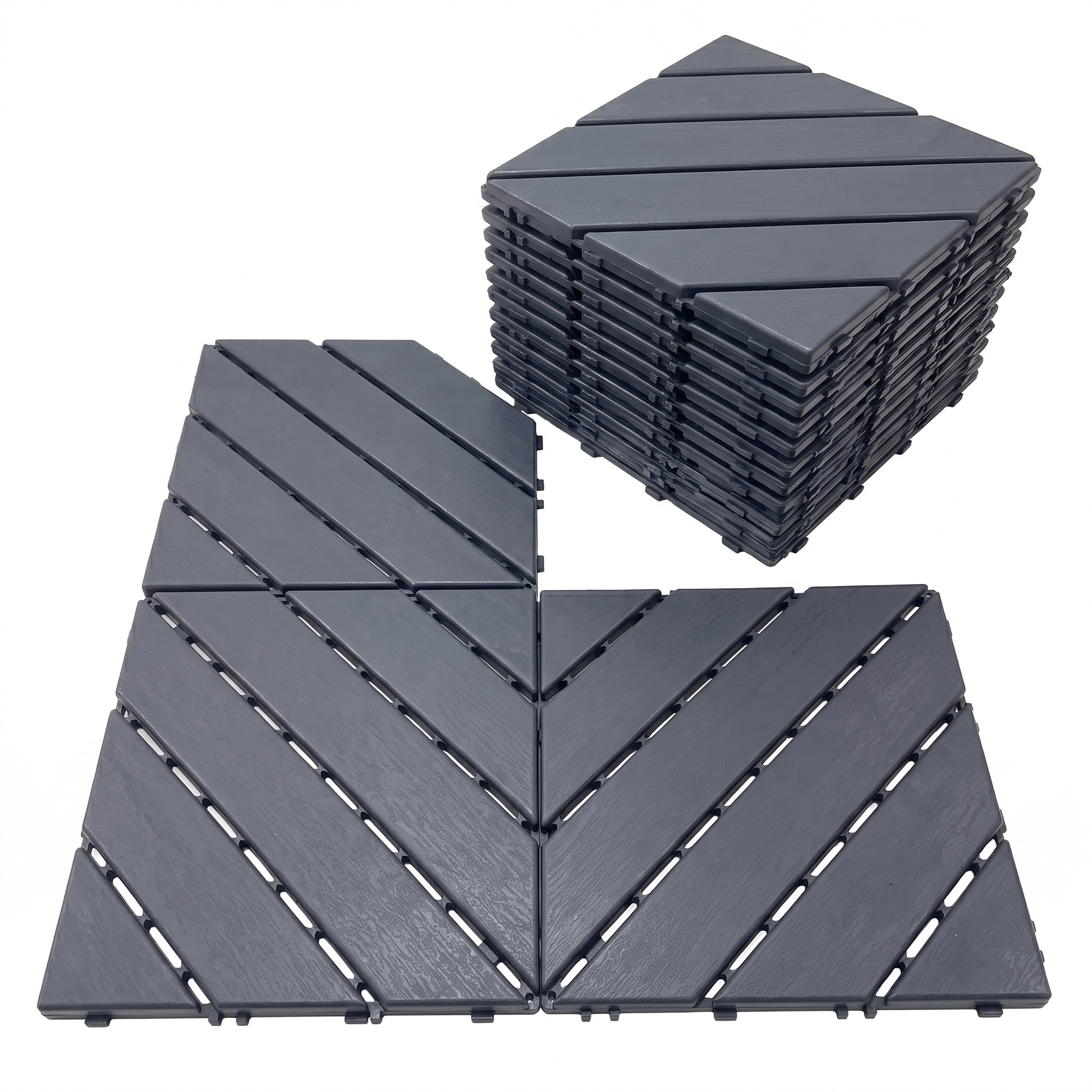 Plastic Interlocking Deck Tiles, 44 Pack 12"x12"Waterproof Non-Slip Flooring,All Weather Drainable Snap Together Decking Tiles