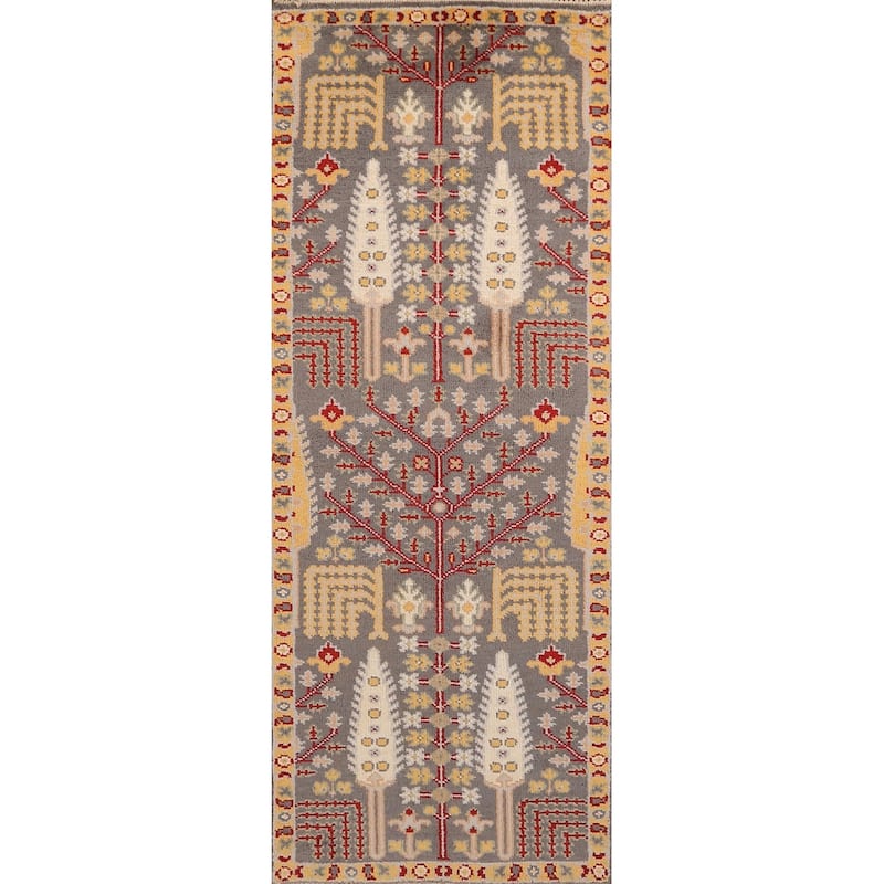Gray Heriz Serapi Indian Runner Rug Hand-Knotted Wool Carpet - 2'6" x 7'10"