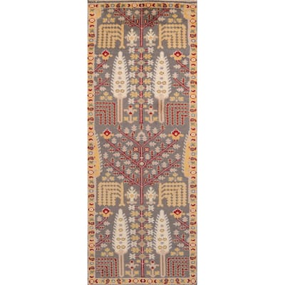 Gray Heriz Serapi Indian Runner Rug Hand-Knotted Wool Carpet - 2'6" x 7'10"