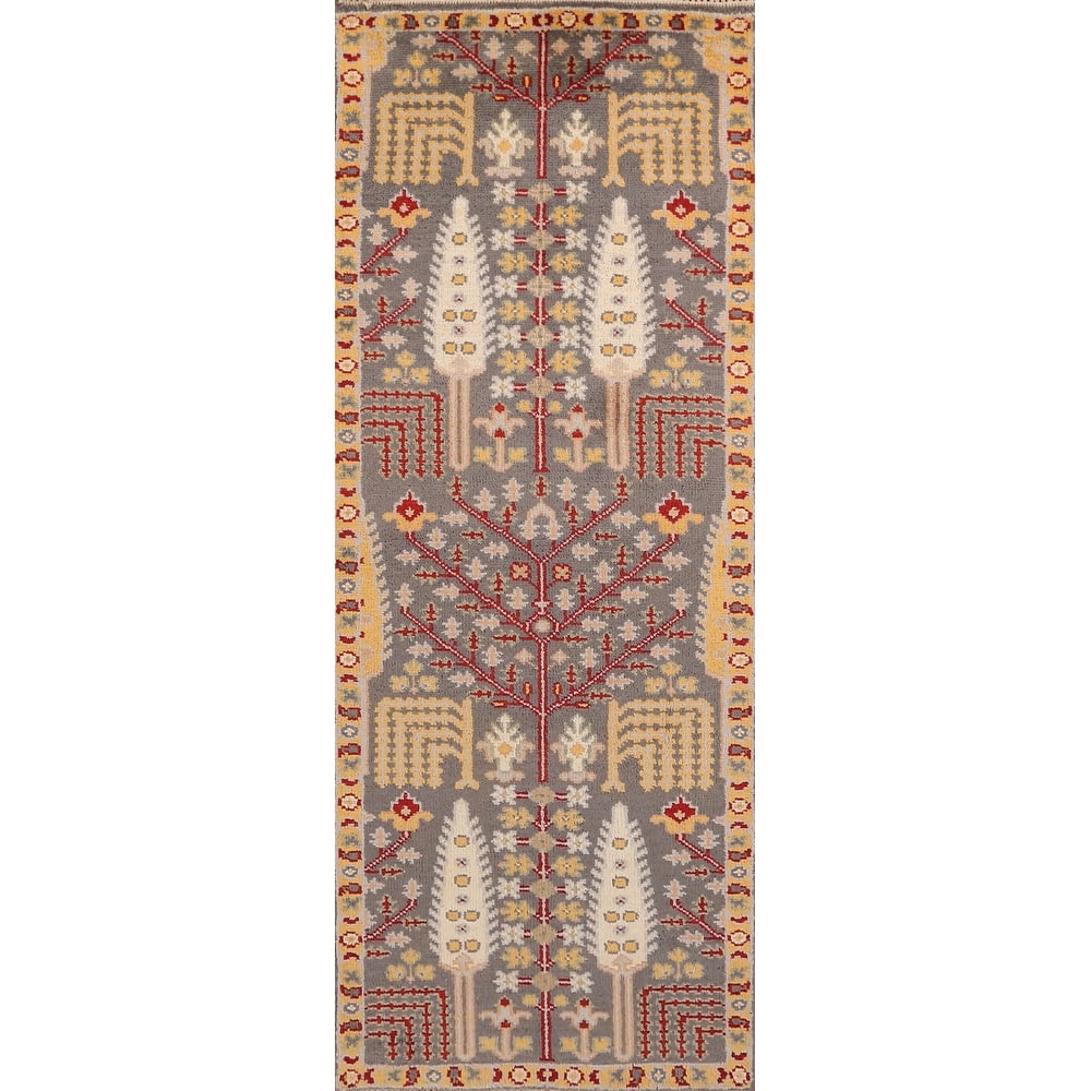 Gray Heriz Serapi Indian Runner Rug Hand-Knotted Wool Carpet - 2'6" x 7'10"