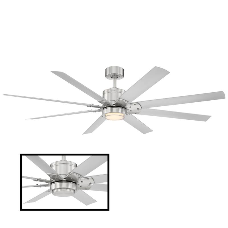 Renegade Indoor and Outdoor 8-Blade Smart Ceiling Fan 66in with 3000K LED Light Kit and Remote Control with Wall Cradle - 66