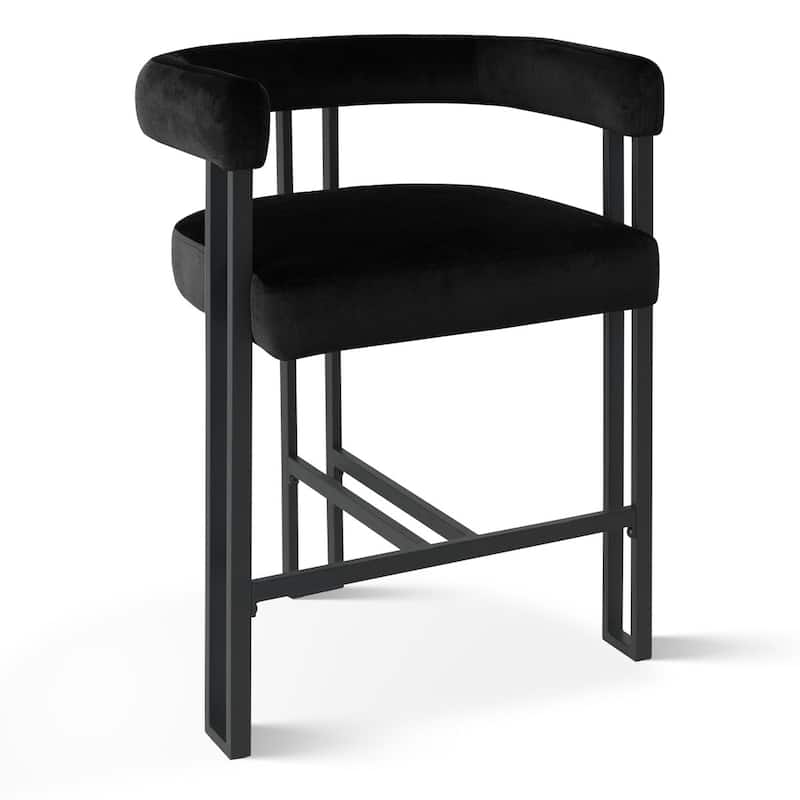 24" Seat Height Upholstered Velvet Solid back Counter Stool (Set of 4)