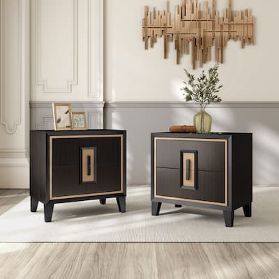 Furniture of America Nyx Modern Espresso Solid Wood Nightstand (Set of 2)