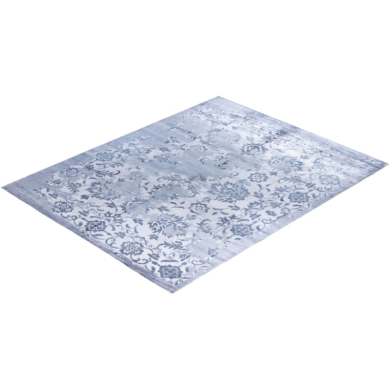 Modern One-of-a-Kind Hand-Knotted Area Rug, Blue - 9' 4" x 12' 1"