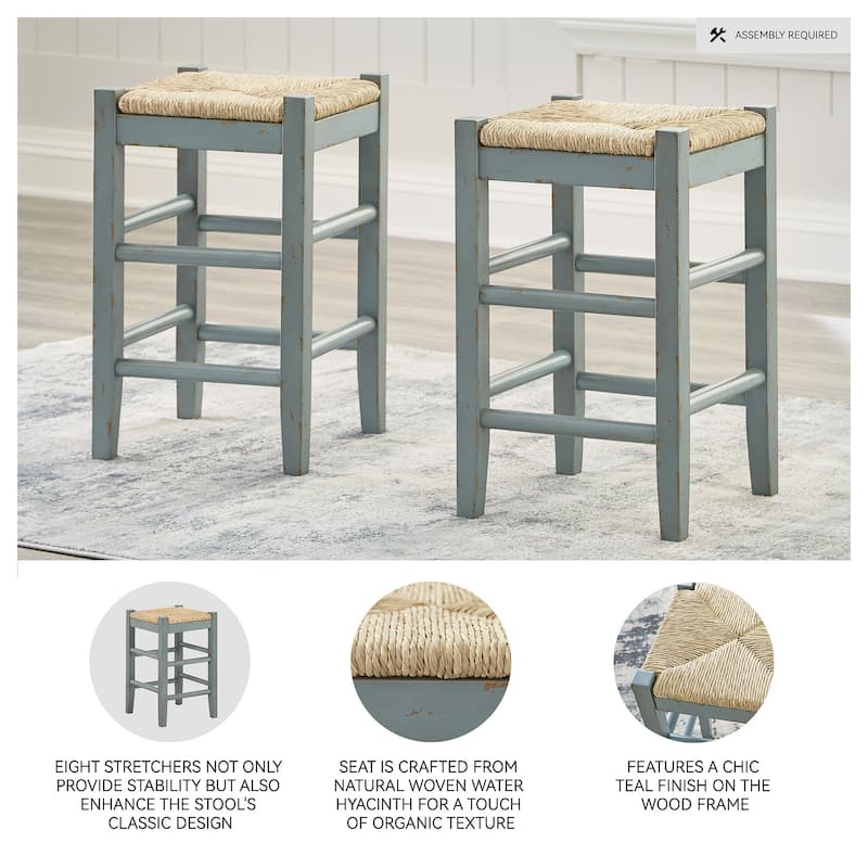 Ashley Furniture Mirimyn Teal Stool (Set of 2) - 15"W x 15"D x 24"H