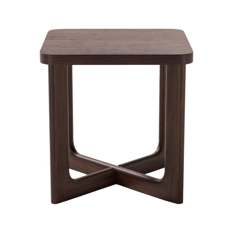 24-inch Solid Wood Square End Table with Modern Cross Leg Design - 24” x 24” x 24”