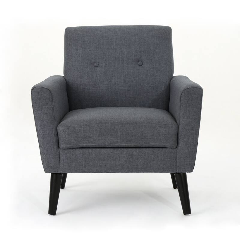 Roomfitters Modern Upholstered Club Chair with Cushioned Seat, Button-Tufted Back and Tapered Legs for Living Spaces