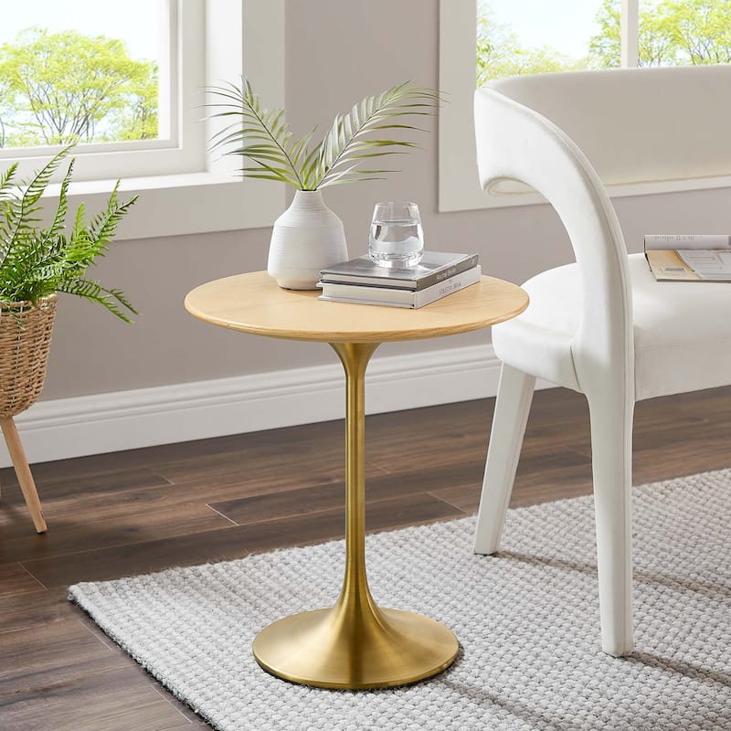 Lippa 20" Round Wood Grain Side Table - Gold Neutral