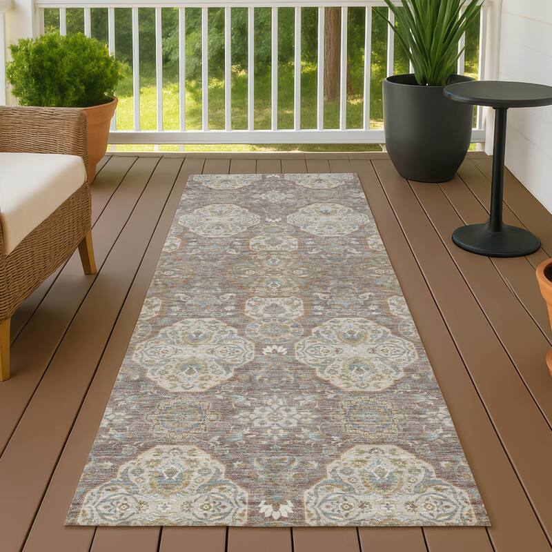 Machine Washable Indoor/ Outdoor Global Budden Chantille Rug - Mocha - 2'3" x 7'6"