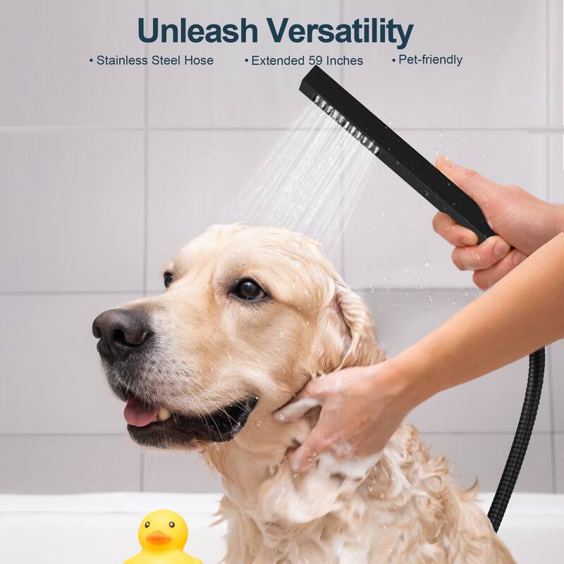 GRANDJOY Dual Shower Heads Shower System with 4-Piece Bathroom Towel Bar Hardware Set Combo