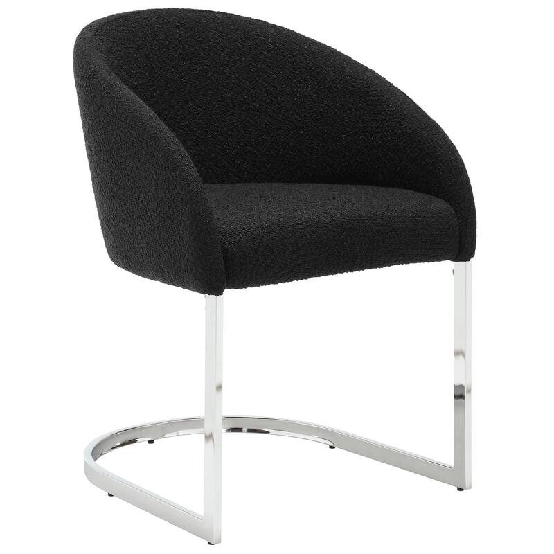 Modern Fabric Upholstered Dining Chairs, Boucle Arm Side Chair - 30" H x 22.2" W x 21.7" D - Single - Black
