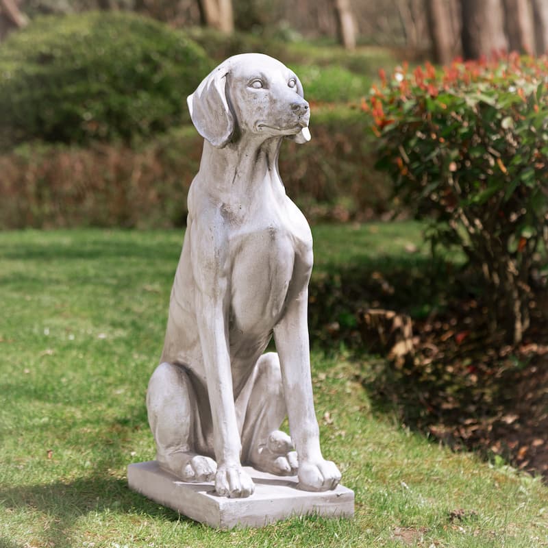 Glitzhome 28"H MGO Sitting Labrador Retriever Dog Outdoor Statue Sculpture