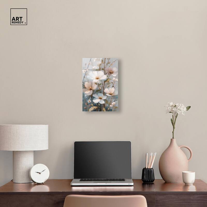 Vintage White Meadow Acrylic by Art Remedy, Ready to Hang