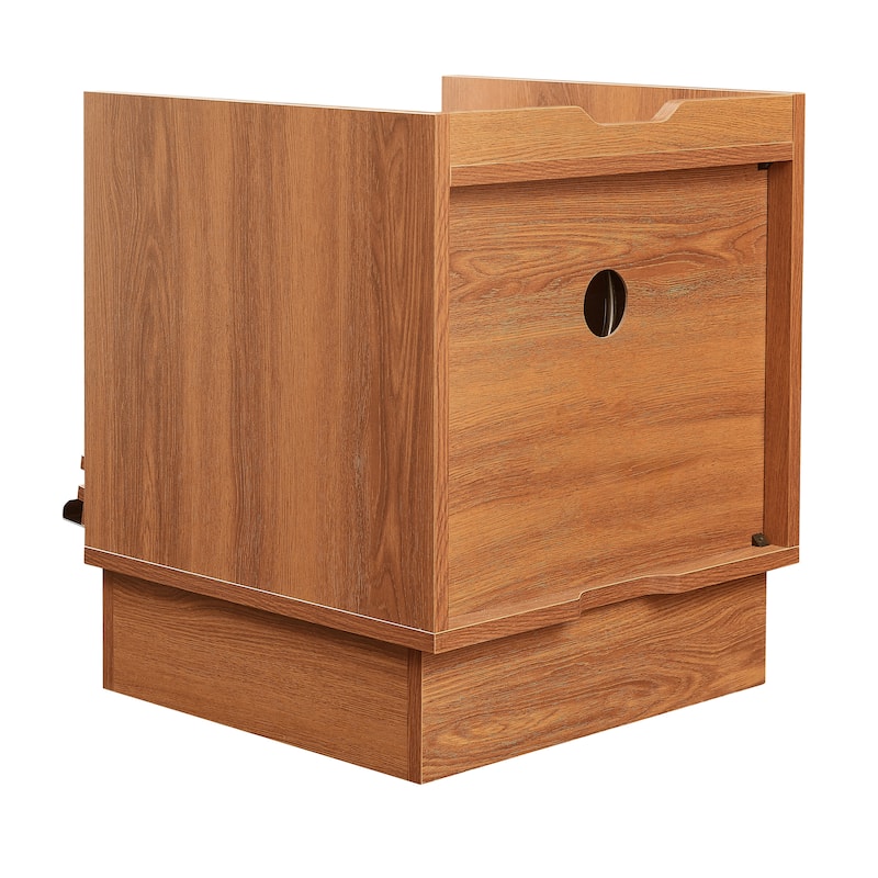 LED Nightstand with Charging Station, Sofa Side Table with 2 Drawers & Extended Bookshelf, Multi-functiona Entryway Table