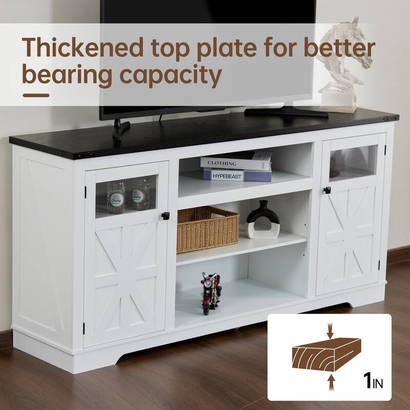 Ukuowu 66" Rustic Farmhouse TV Stand for 75 65 inch TV with Storage Cabinets for Living Room Bedroom