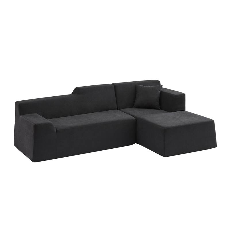 Modern L-Shaped Corduroy High Back Sofa, Right-Hand Facing (RHF)