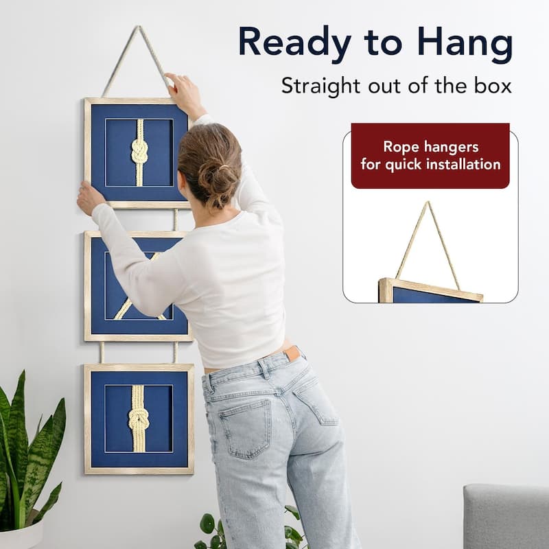 American Art Decor Naut Shore Framed Nautical Knots Vertical Wall Decor Set