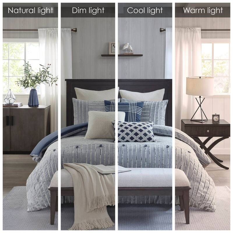 Madison Park Signature Essence Oversized Cotton Clipped Jacquard Comforter Set with Euro Shams and Throw Pillows