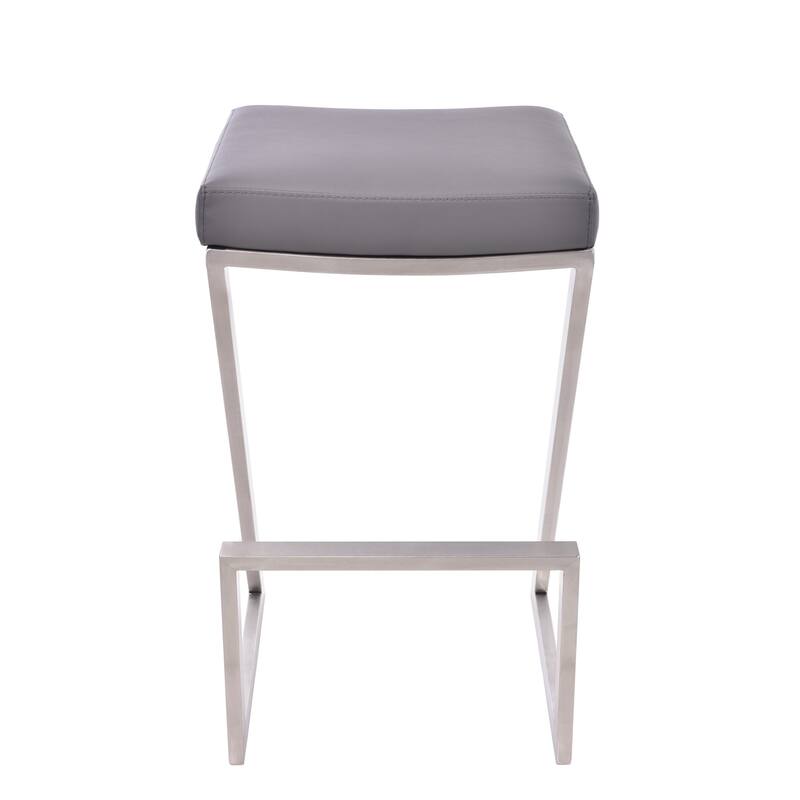 Armen Living Atlantis 30-inch Backless Bar Stool in Metal and Faux Leather