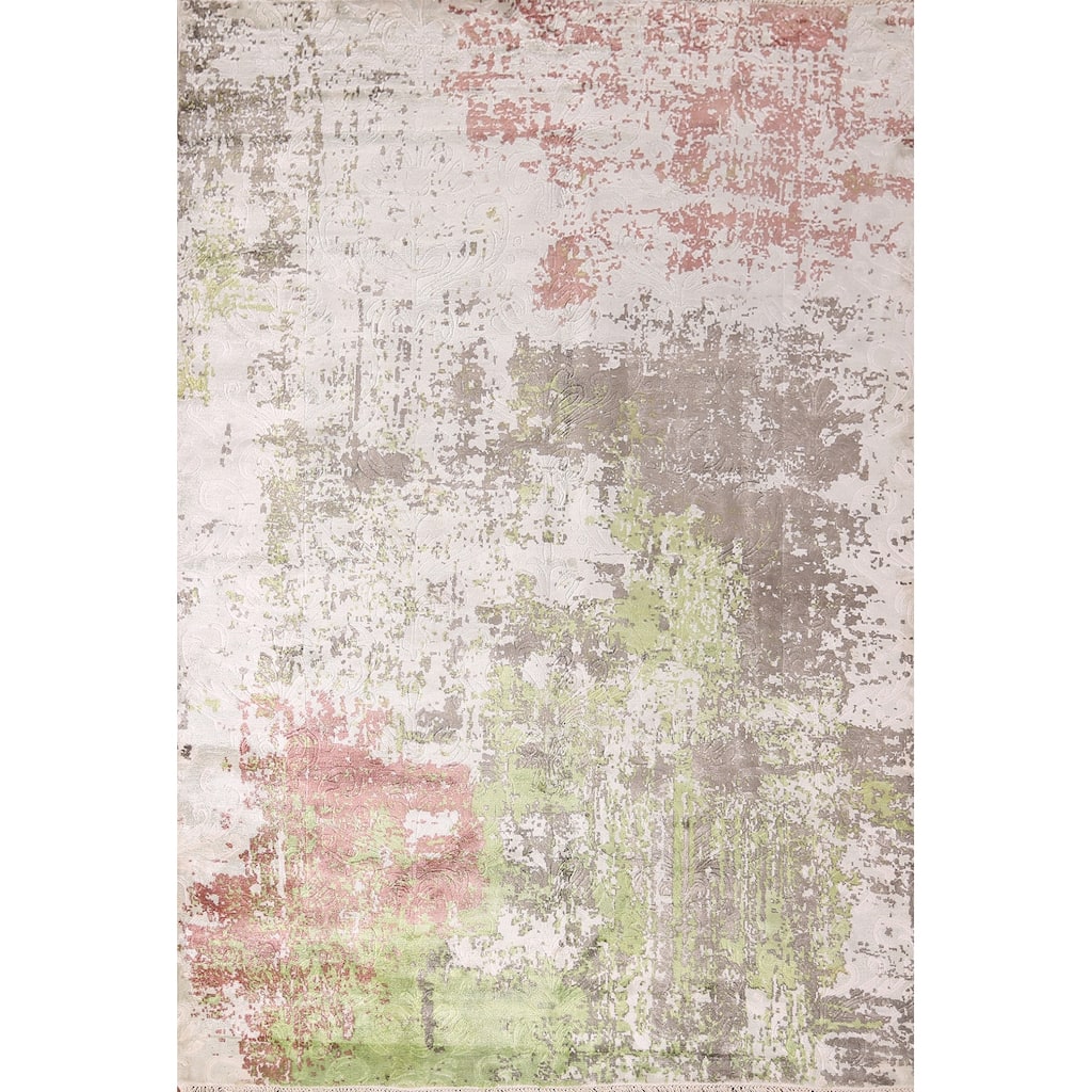 Contemporary Abstract Area Rug Hand-Knotted Wool Carpet - 5'6" X 7'8"