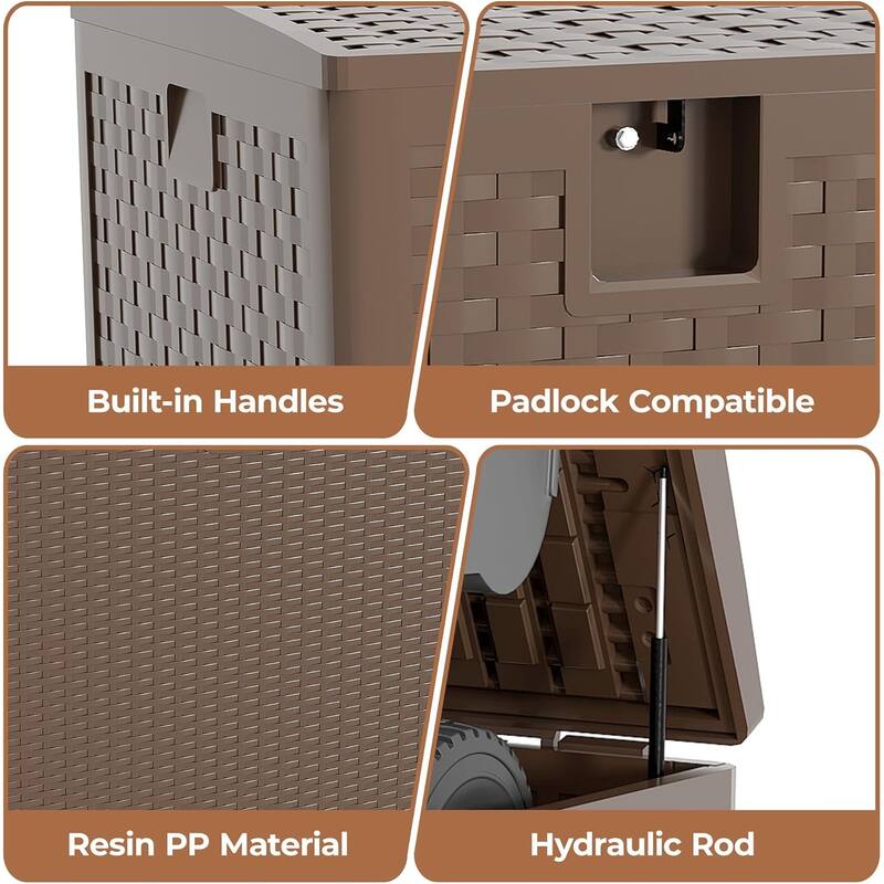 120 Gallon Outdoor Waterproof Storage Box Lockable for Patio