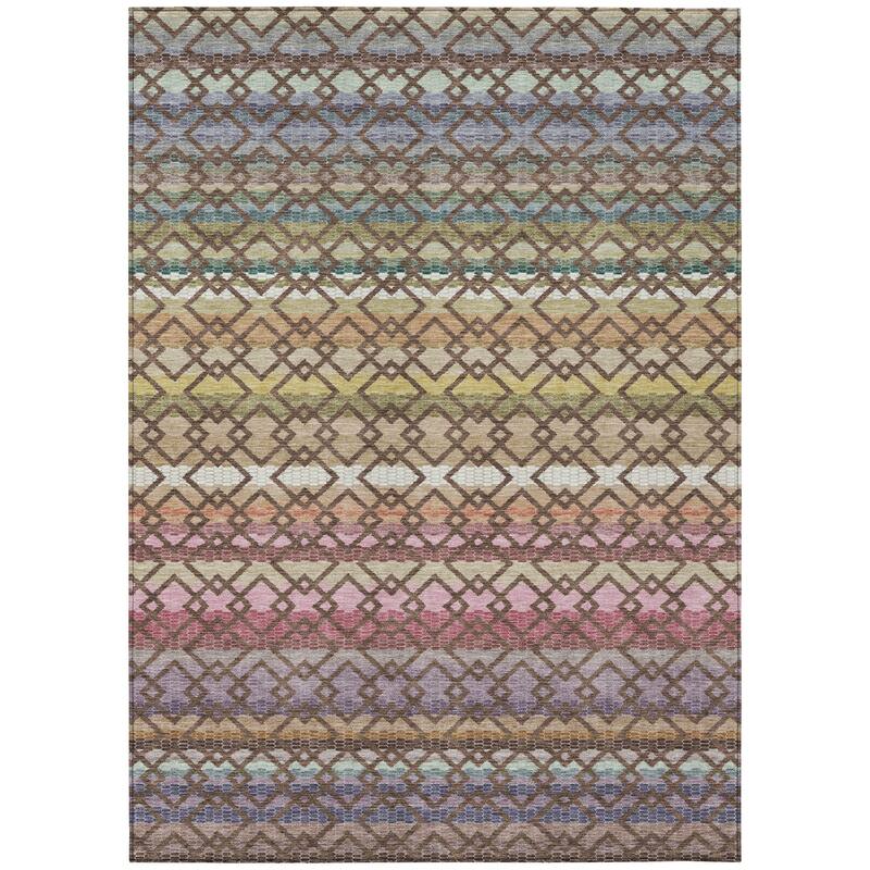 Machine Washable Indoor/ Outdoor Cabo Stripe Chantille Rug